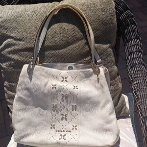 Michael Kors Leighton women's off white gold studded shoulder bag